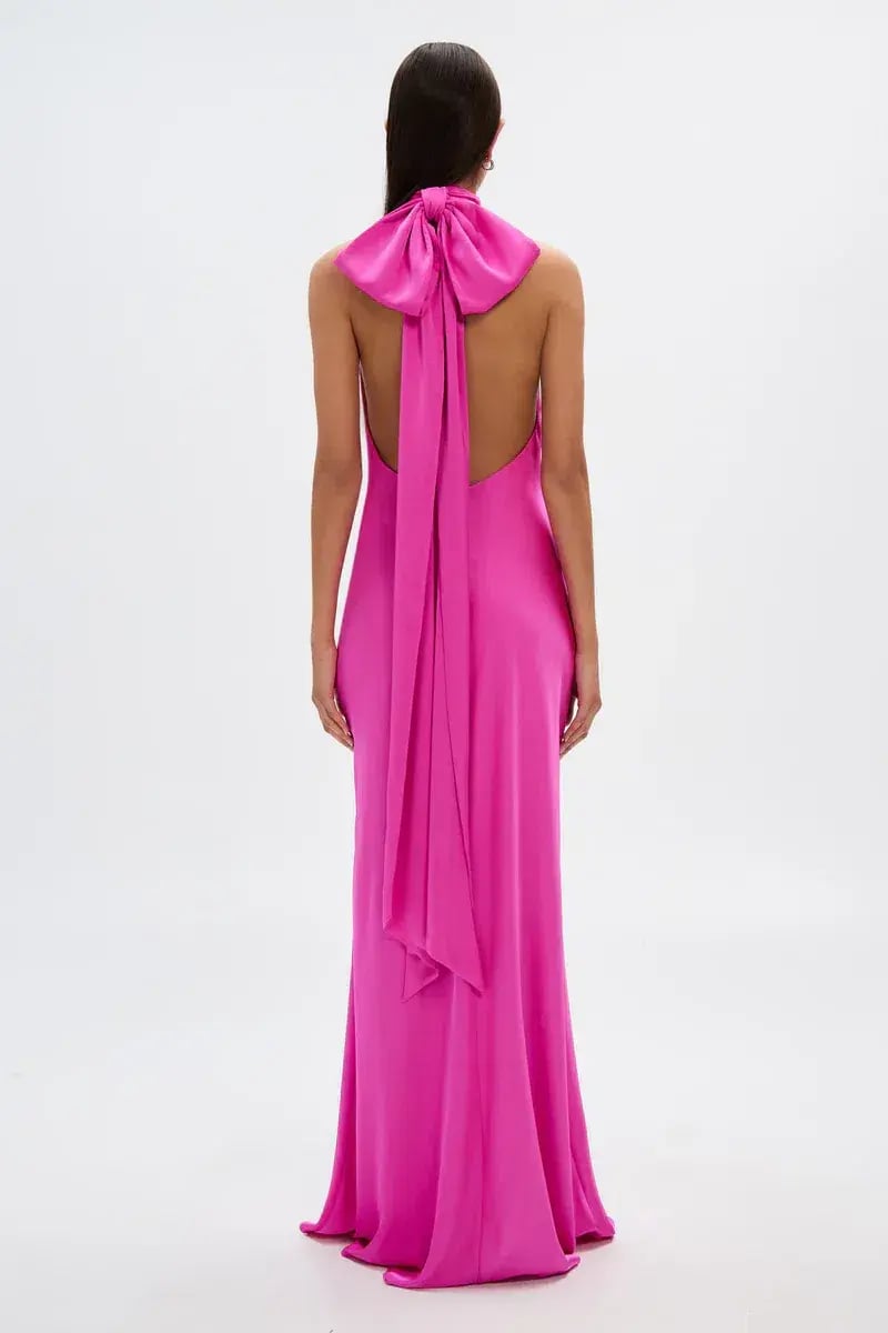 Misha Collection Evianna Satin Dress Hot Pink Size 8/S photo 4