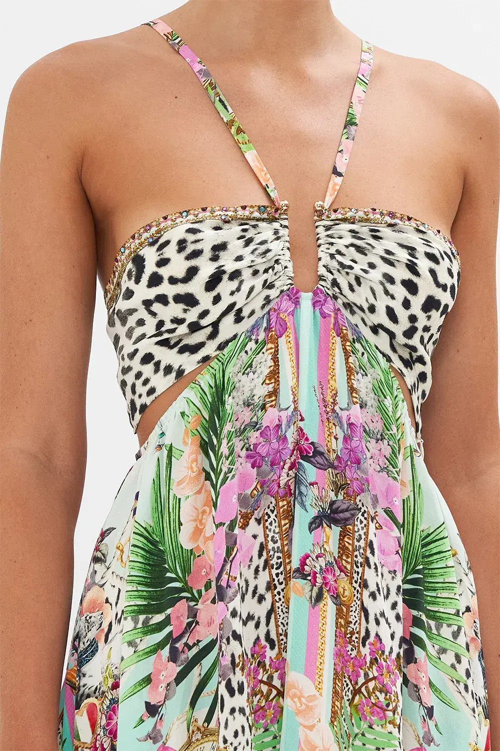 Camilla Dear Amore Mio Gathered Cut Out Dress Print Size L / AU 14 photo 5