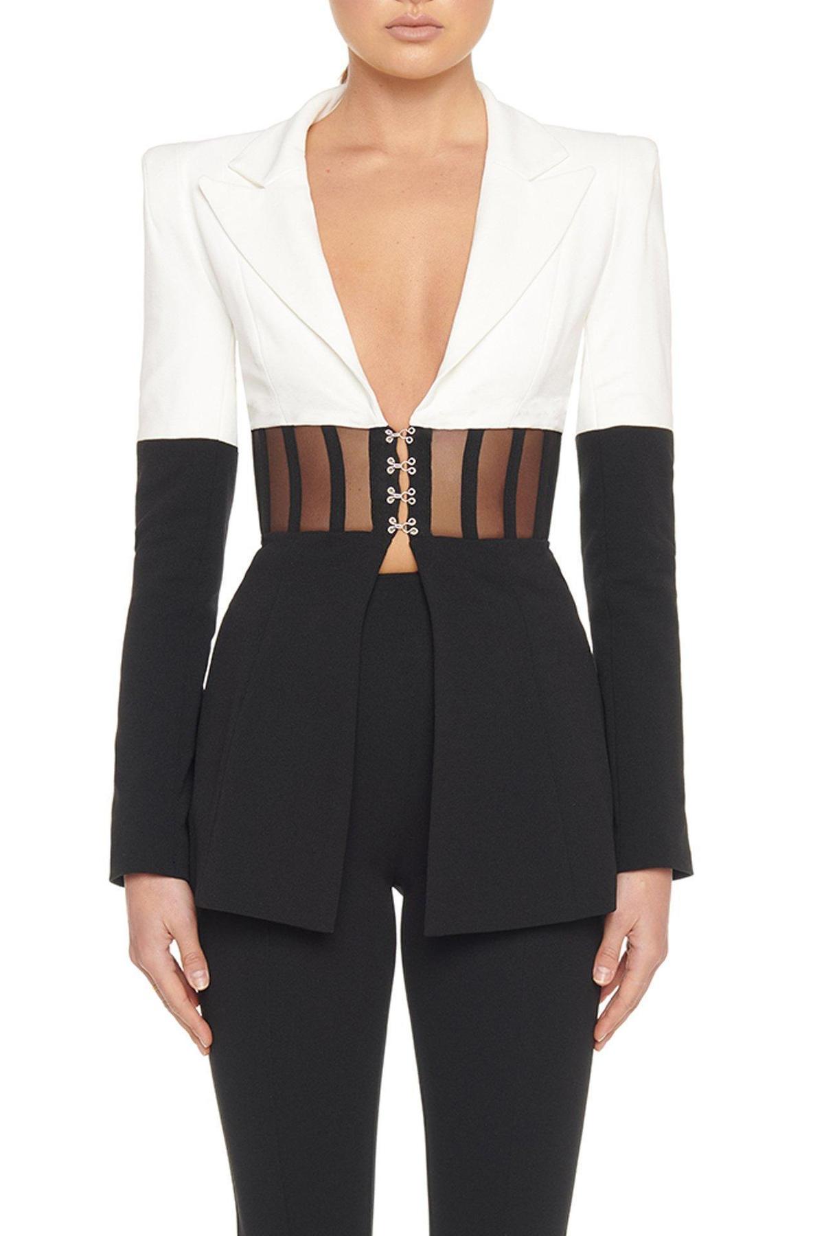 Eliya The Label Kira Blazer Black White Size 12 photo 4
