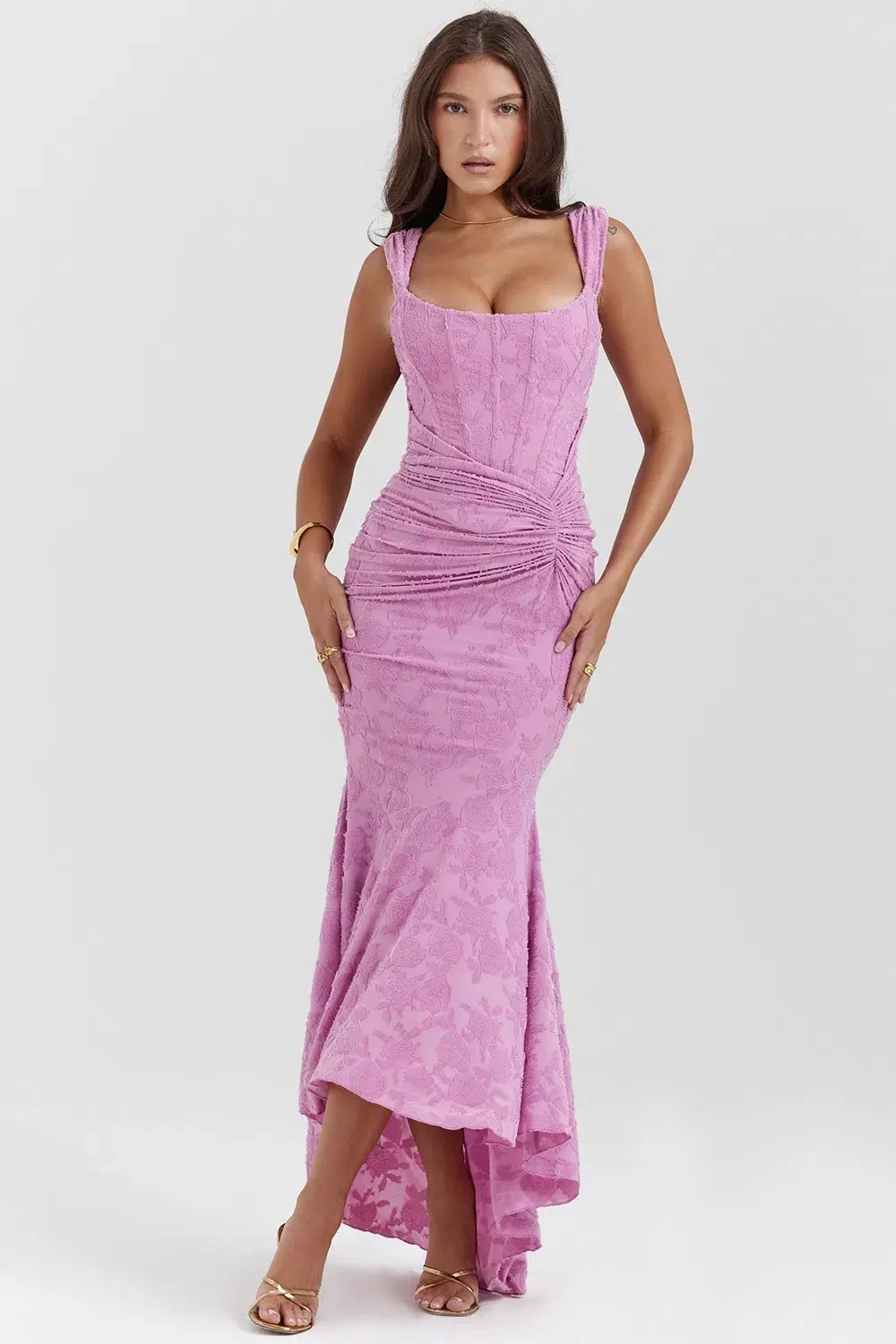 House Of CB Cesca Floral Maxi Dress Rose Pink Size S / AU 8 photo 7