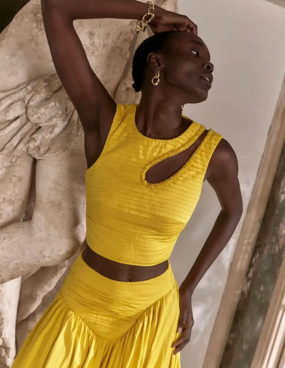 Aje The Jolie Asymmetric Cut Out Set Size 8 Sun Shower Yellow Size 8 photo 8