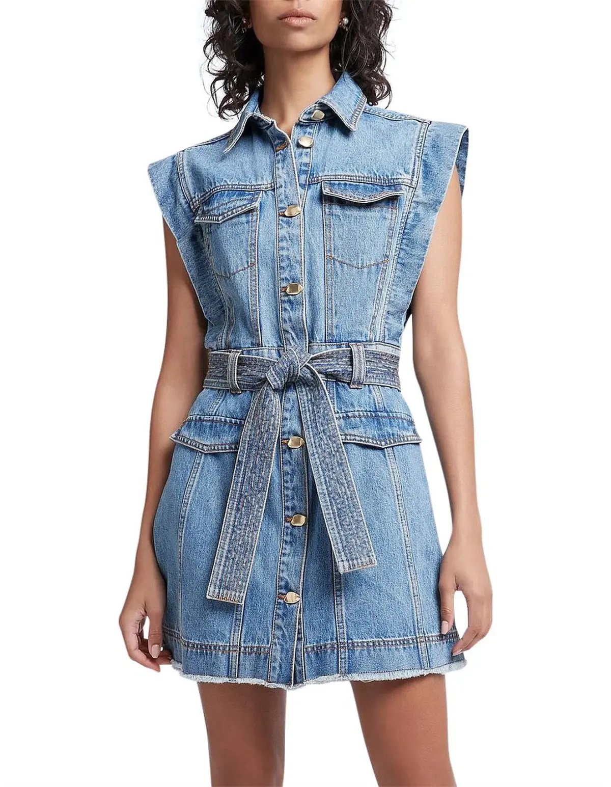 Aje Remi Denim Mini Dress in 90's Wash Size AU 14 photo 3