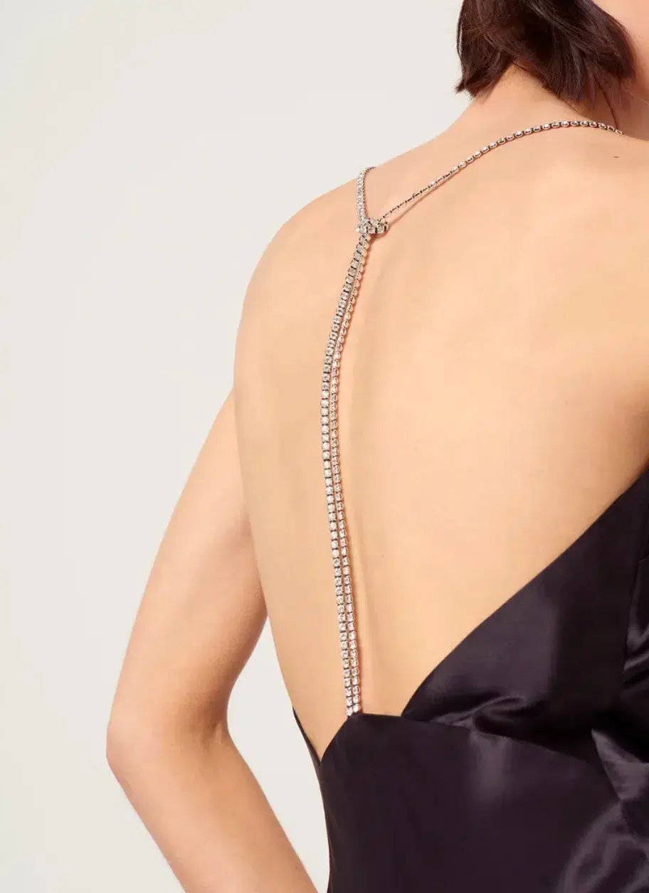 Michael Lo Sordo  Anna V Neck Bias Crystalline Slip Dress Black Size 4 photo 3