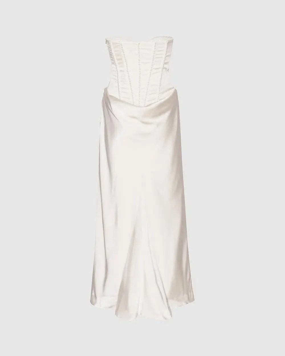 Rotate by Birger Christensen Satin Pearl Corset Dress in White Size 34 / AU 6 photo 5