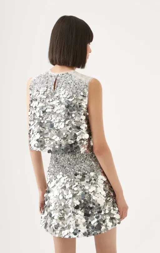 Aje Cherie Sequin Mini Skirt Silver Size 4 photo 3