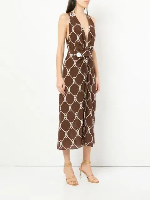 Manning Cartell Figure 8 Midi Dress Brown Print Size 12 photo 5