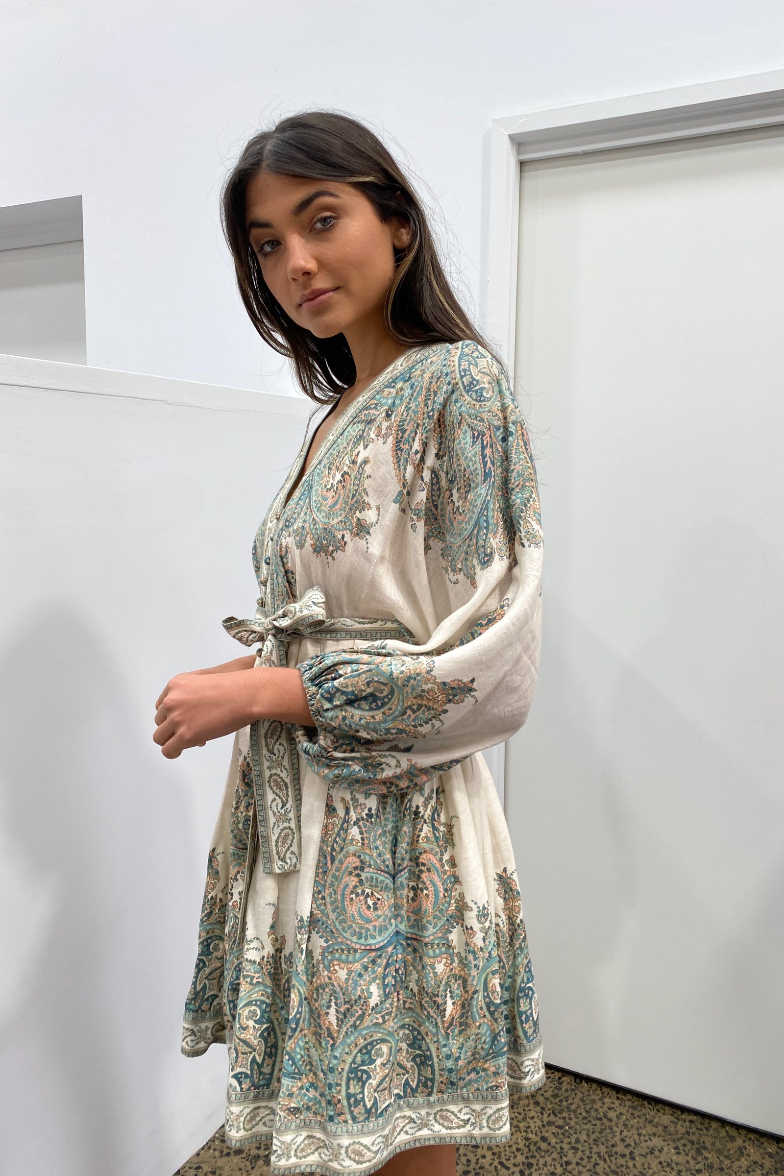 ZIMMERMANN BRIGHTON PAISLEY MINI DRESS - TURQUOISE photo 7