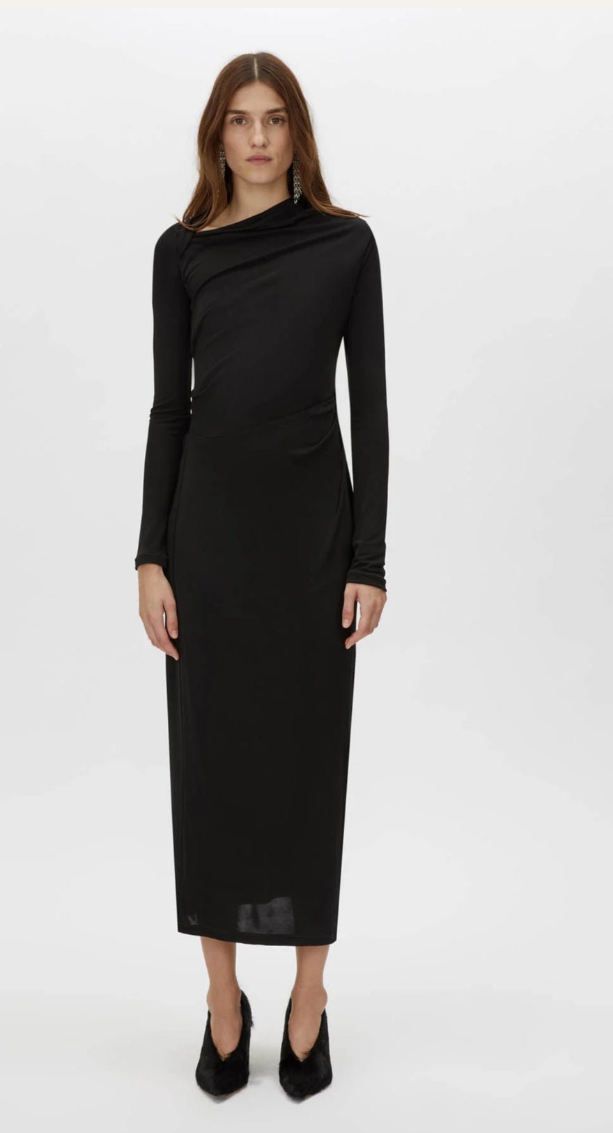Camilla & Marc Mai Long Sleeve Midi Dress In Black photo 2