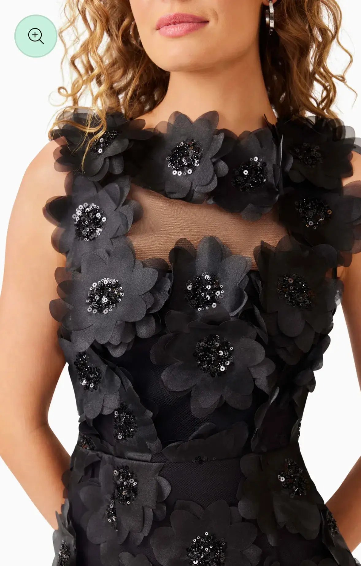 Elliatt Cherry Blossom Midi Beaded Black Size 10 photo 4