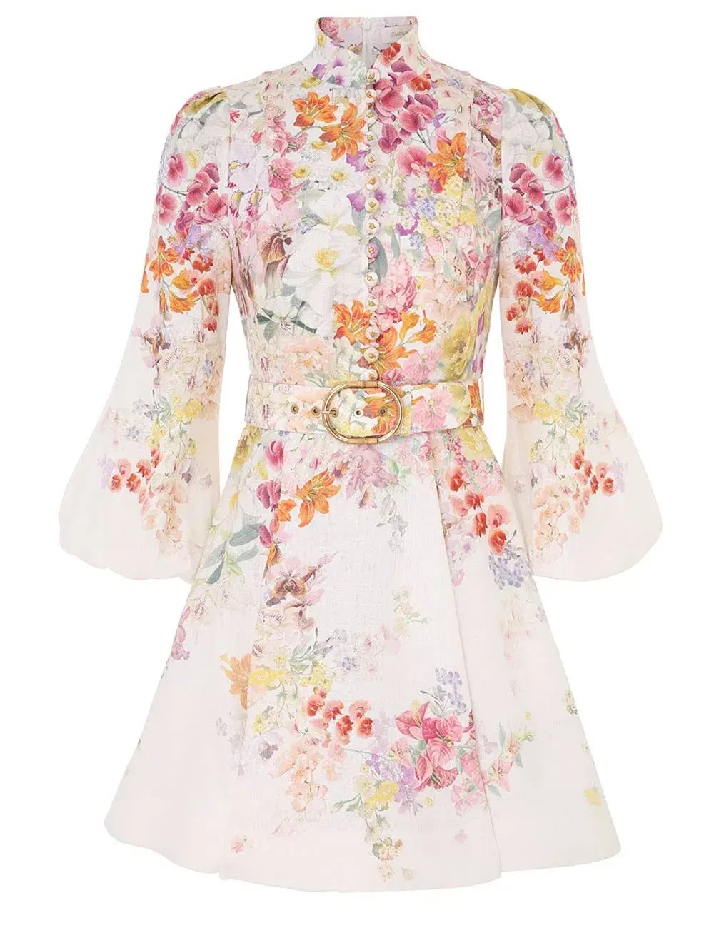 Zimmermann Natura Buttoned Mini Dress Kaleidoscope Garden Floral Size 2 / AU 12 photo 5
