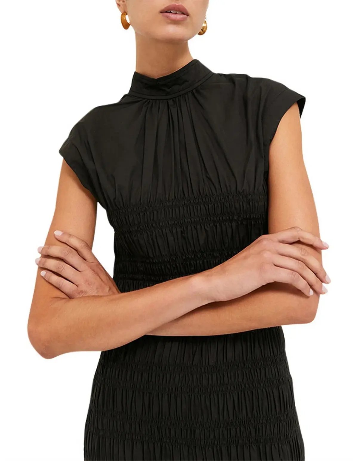 Saba Kiera Shirred  Dress Black Size 10 photo 2