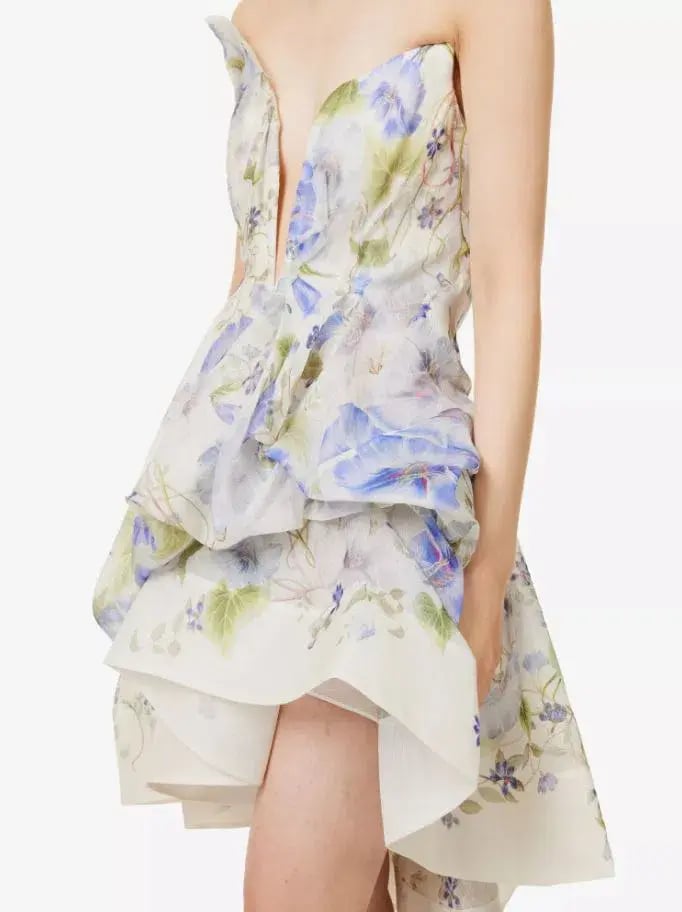 Zimmermann Natura Draped Mini Dress Blue Floral Size 0 / AU 8 photo 4