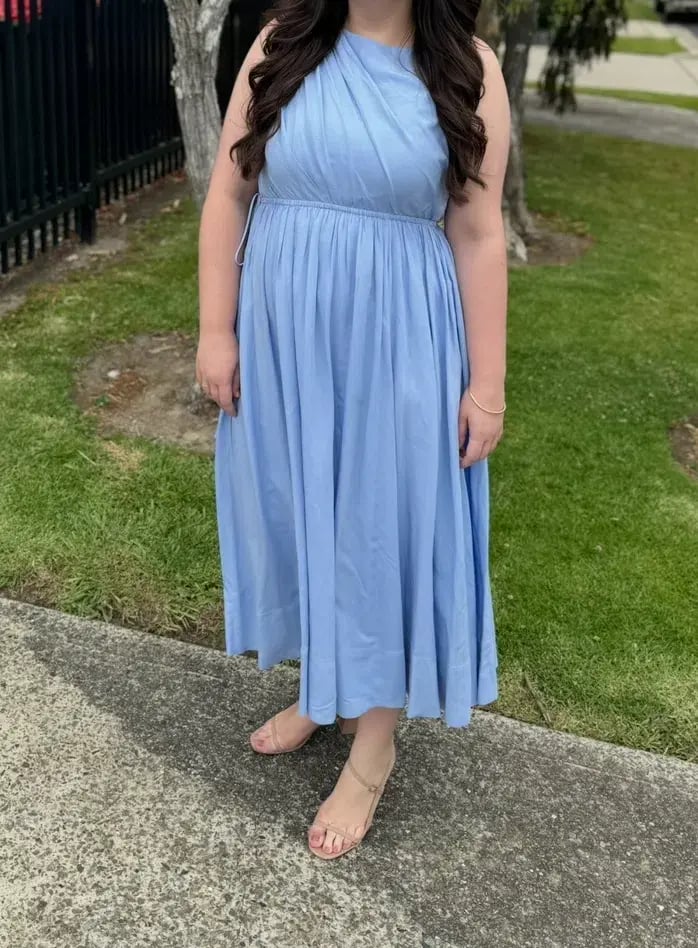 Aje Abbey Twist Midi Dress Blue Size 14 photo 3