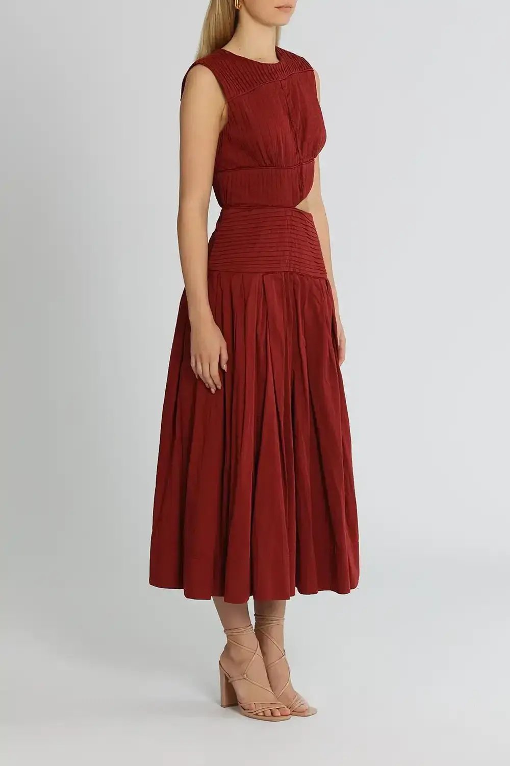 AJE Cascade Cut Out Dress Burgundy Size 14 photo 2