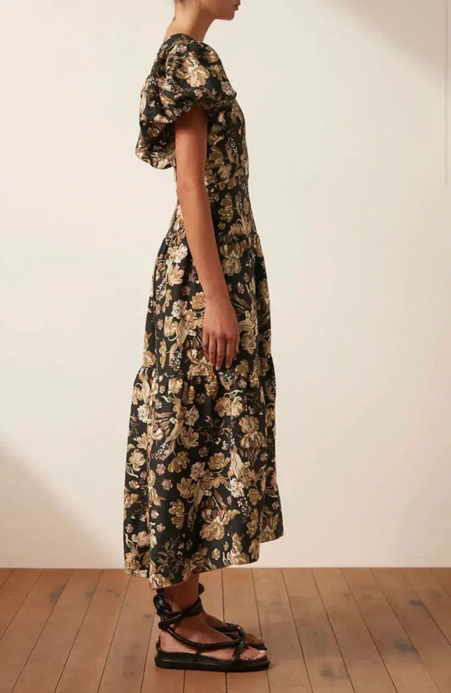 Shona Joy Palermo Plunged Short Sleeve Midi Dress Black Size AU 16 photo 2