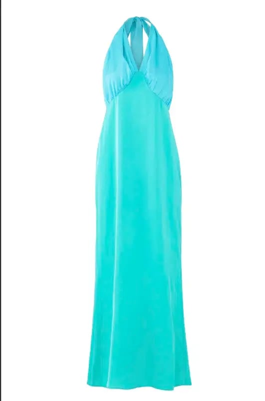 The Wolf Gang Oahu Slip Maxi Dress Aquamarine Size L/AU 12 photo 5