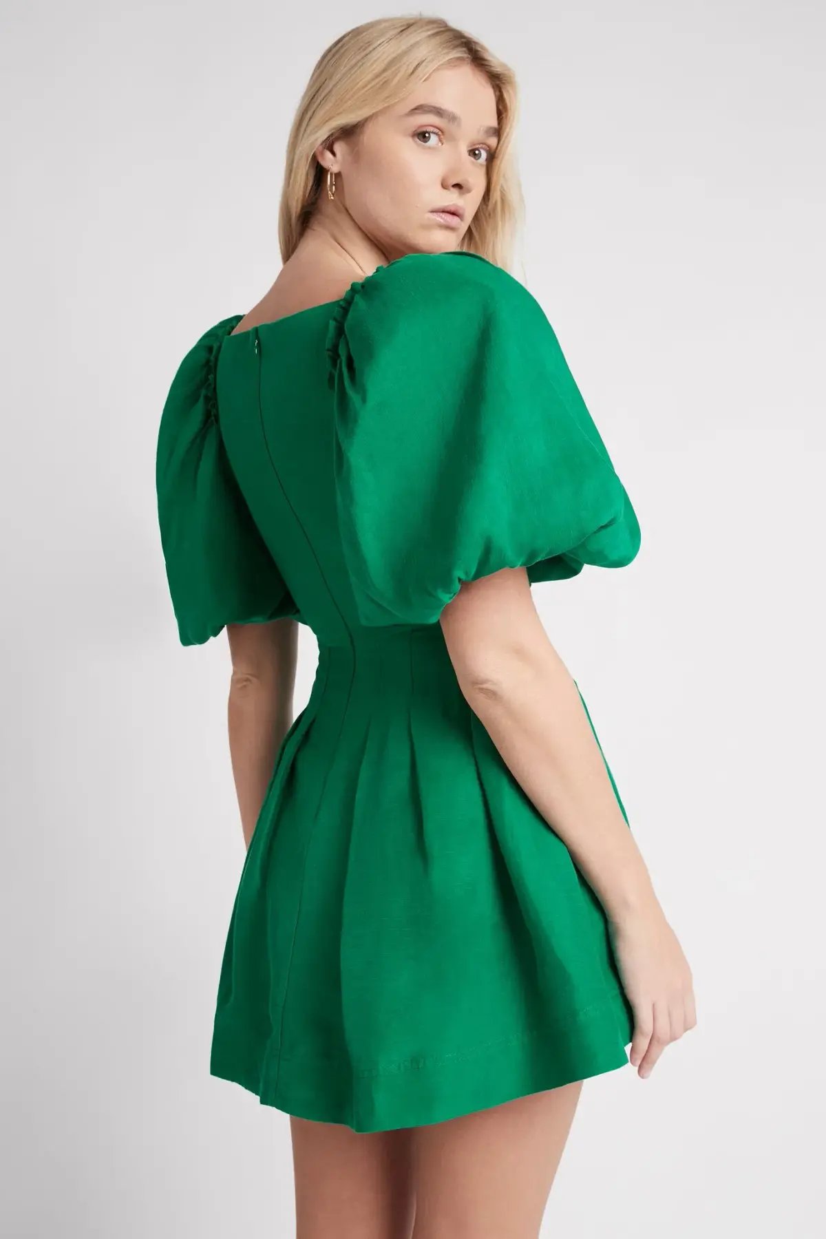 Aje Knot Puff Sleeve Mini Dress Green Size 4 photo 3