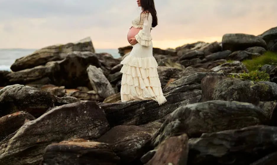 The Boho Shed Ruffled Top and  Skirt Set Ivory One Size photo 2