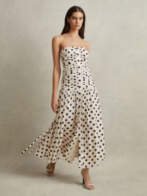 Reiss Rue Polkadot Ruched Maxi Dress photo 3