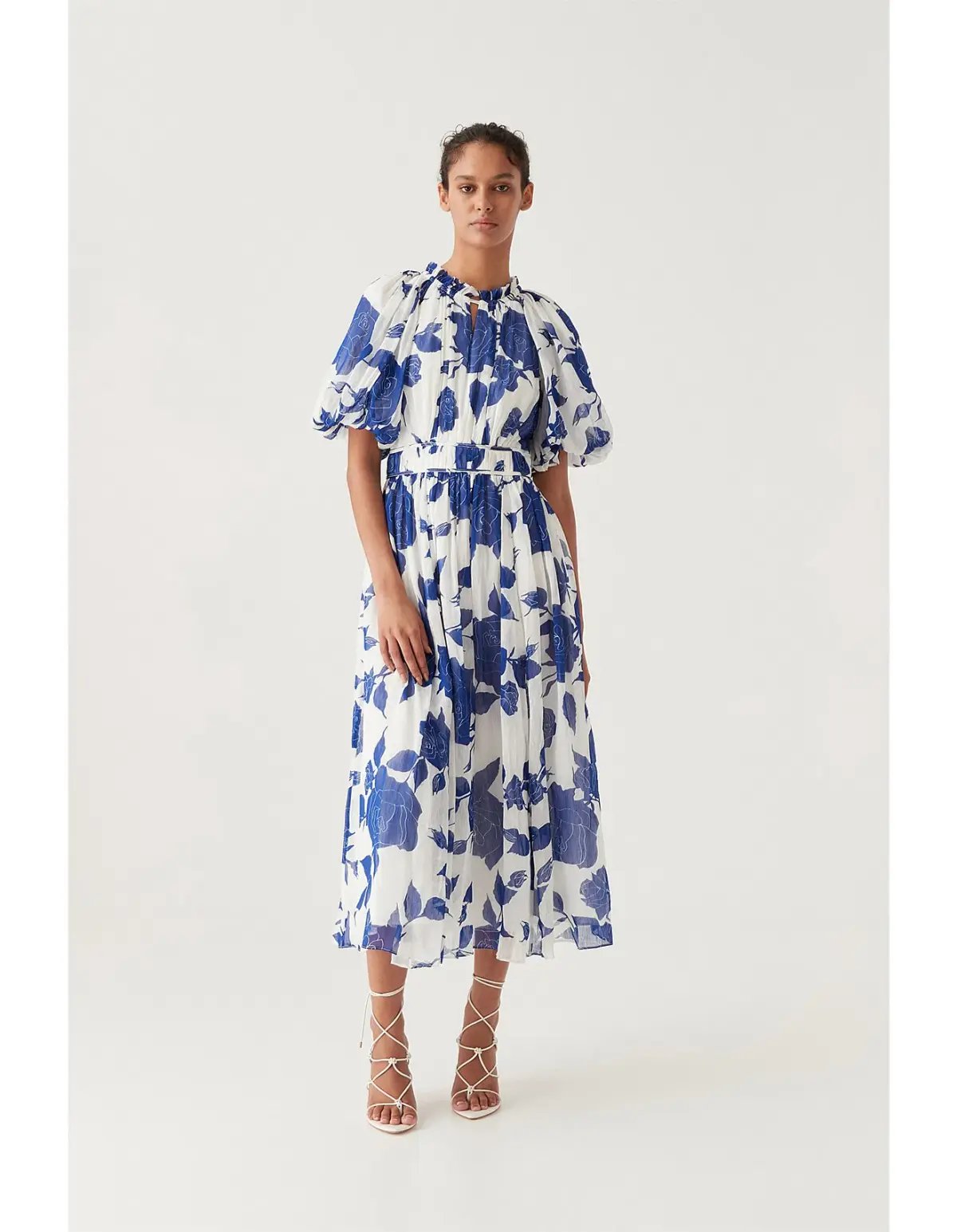AJE ELYSIUM BLOUSON MIDI DRESS in NEO ROSE SIZE 14 photo 2