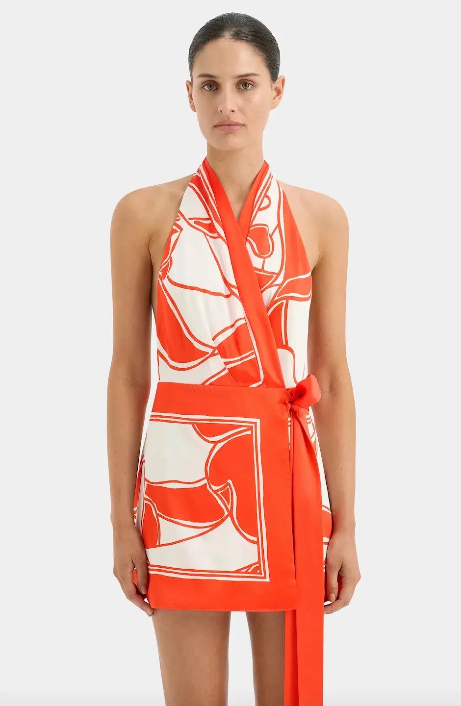 Sir the Label Ramona Wrap Halter Mini Dress Print Size 10 photo 3