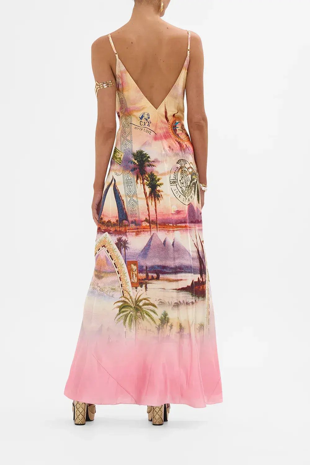 Camilla V Neck Full Length Bias Slip Maxi Dress Millas Got Mail Size 8 photo 2