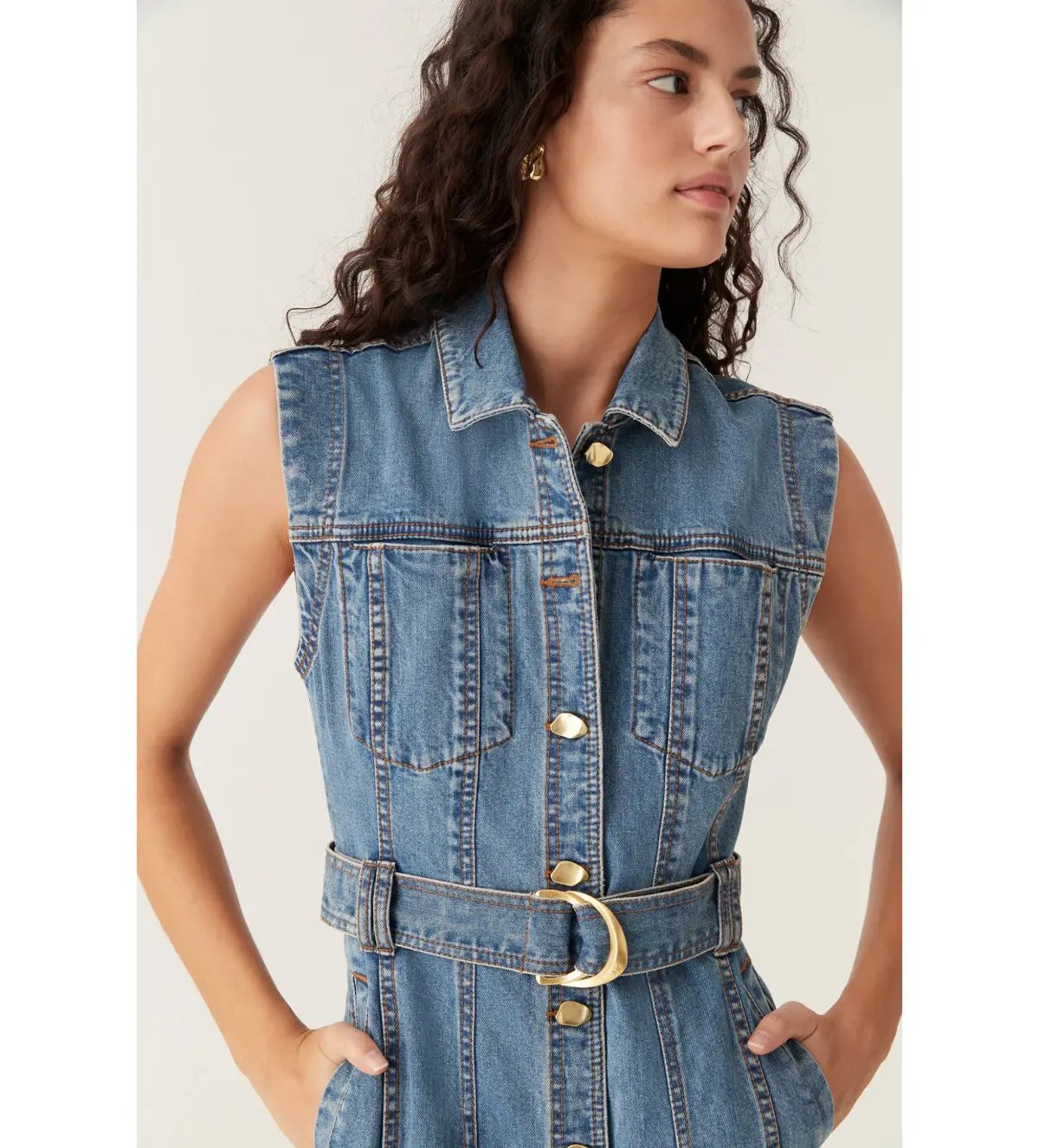 Aje Darcie Denim Midi Dress in 90's Wash Size AU 6 photo 2