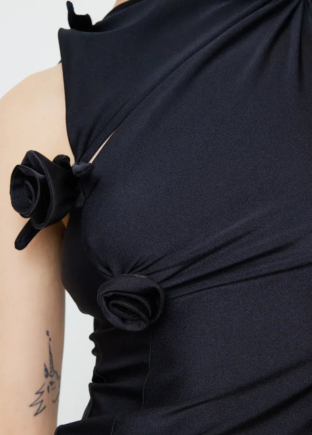 Coperni Asymmetric Flower Gown Floor Length Black Size L/Au 10 photo 6