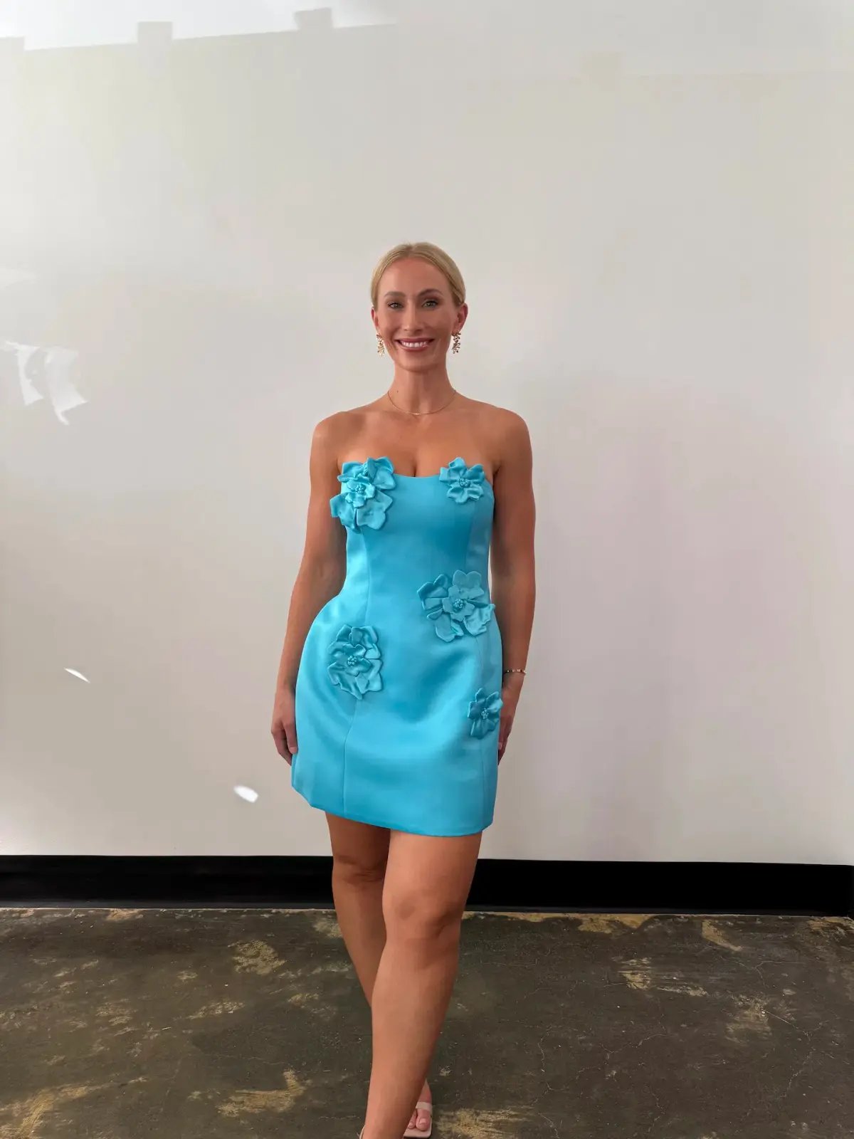 Leo Lin Rosario Petal Bustier Mini Dress Aqua Size AU 10 photo 4