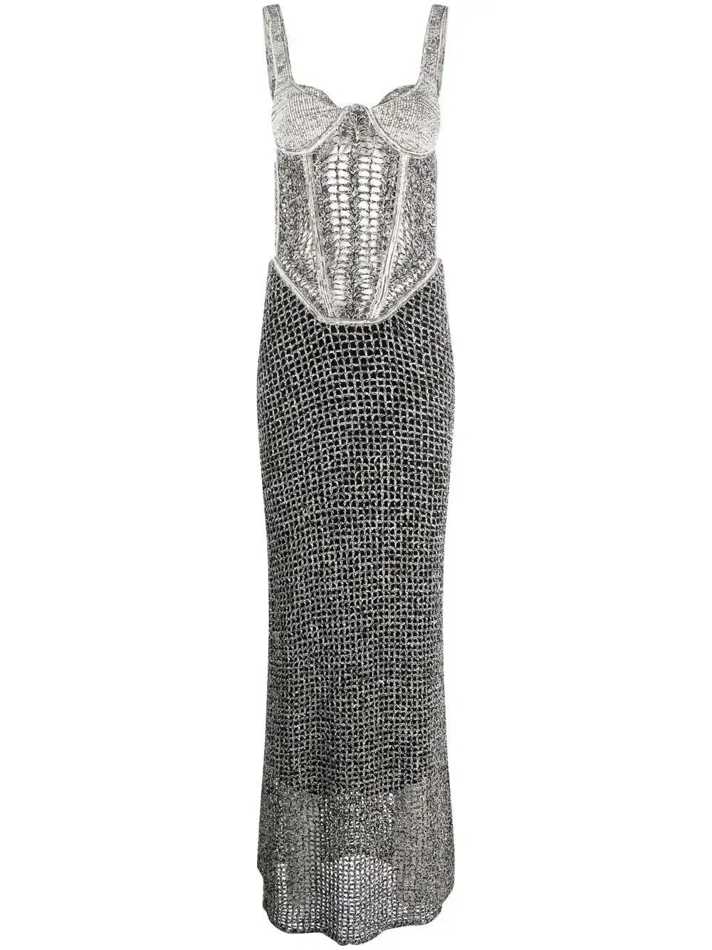 Dion Lee Marled Double Cup Corset Dress in Black Marle Size S / Au 8 photo 5