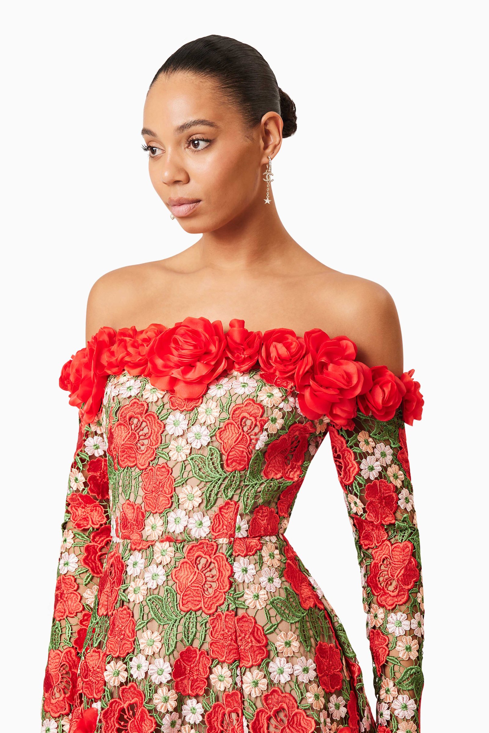 ELLIATT ROSELYN LONG SLEEVE DRESS - RED MULTI photo 3