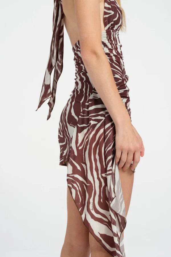 BENNI PENELOPE HALTER MINI DRESS - SAFARI photo 3