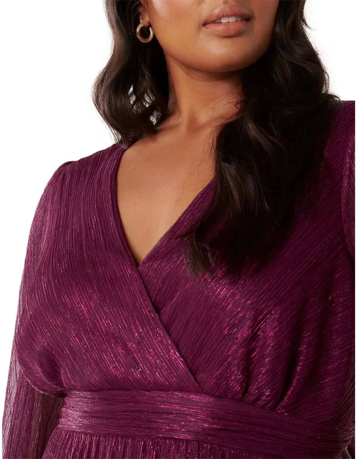 Forever New Curve Sahara Wrap Plisse Midi Dress Fuchsia Pink Size AU 20 photo 3