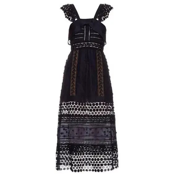 Self Portrait Bluebell Lace Insert Midi Dress Navy Size 10 photo 6