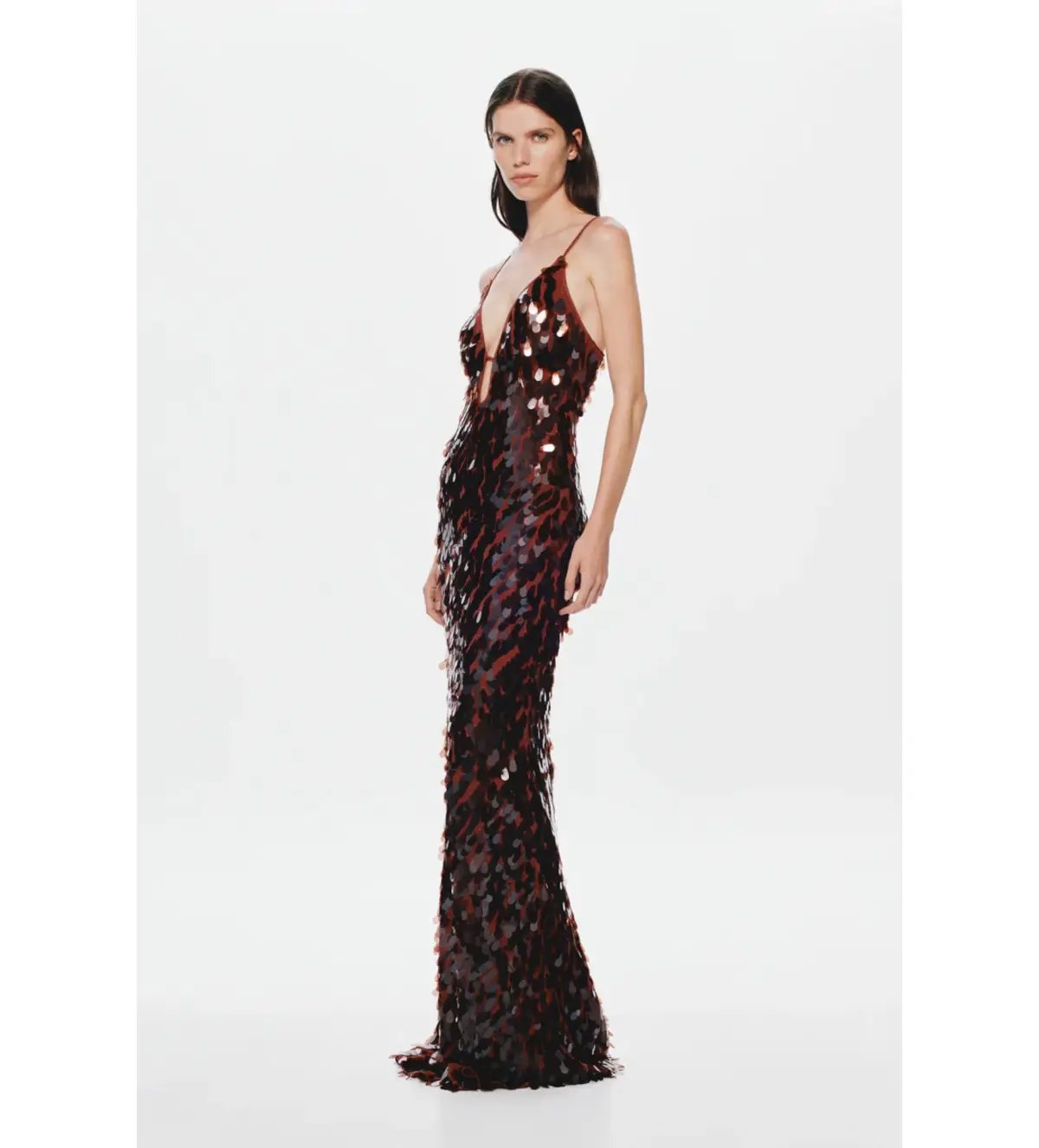 Misha Sapphire Sequin Maxi Dress in Fig Size 6/XS photo 2