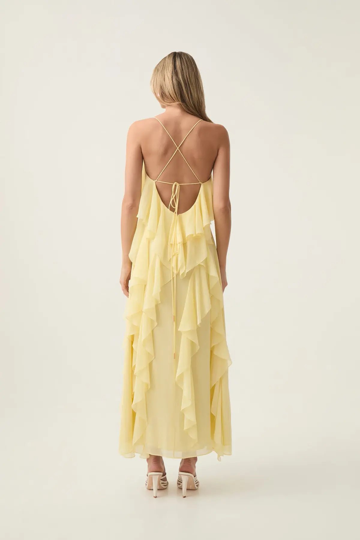 Aje Valentine Frill Maxi Dress in Acacia Yellow Size 8 photo 3