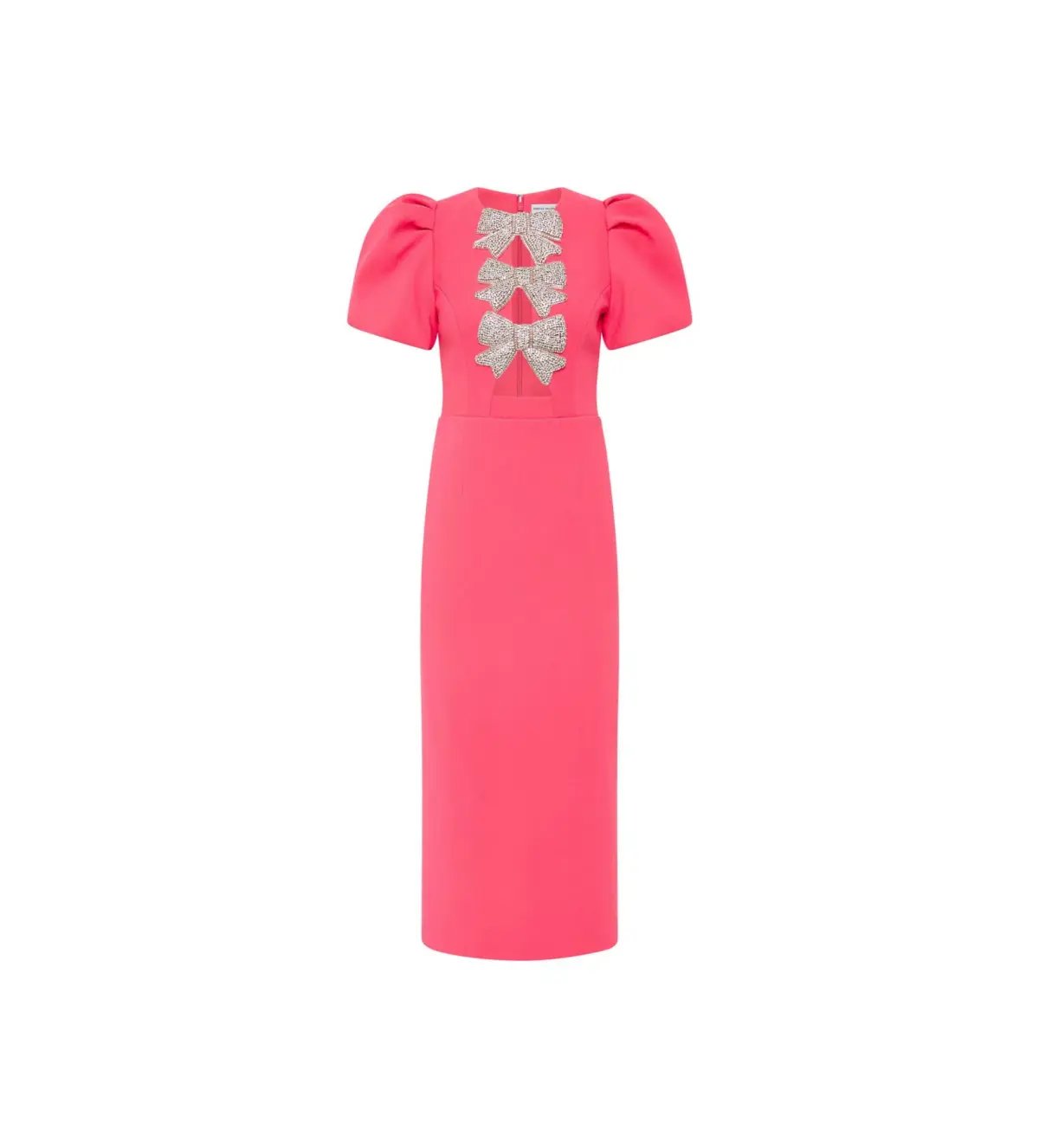 Rebecca Vallance Posey Puff Sleeve Midi Dress Rouge Red Pink Size 12 photo 3