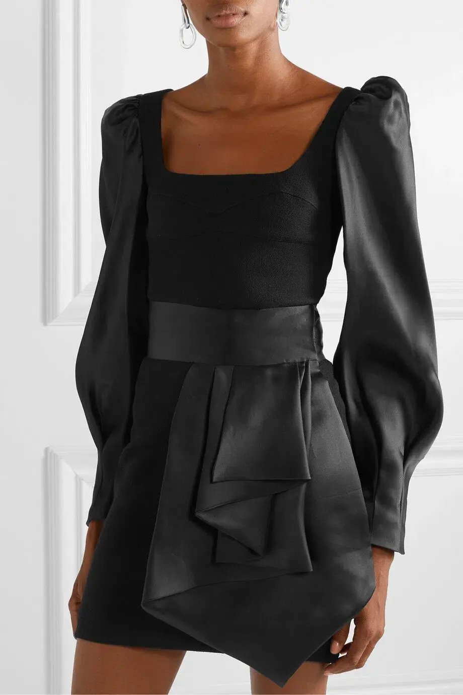 Silvia Tcherassi Dilek Wool-crepe And Silk-satin Mini Dress Size M photo 2