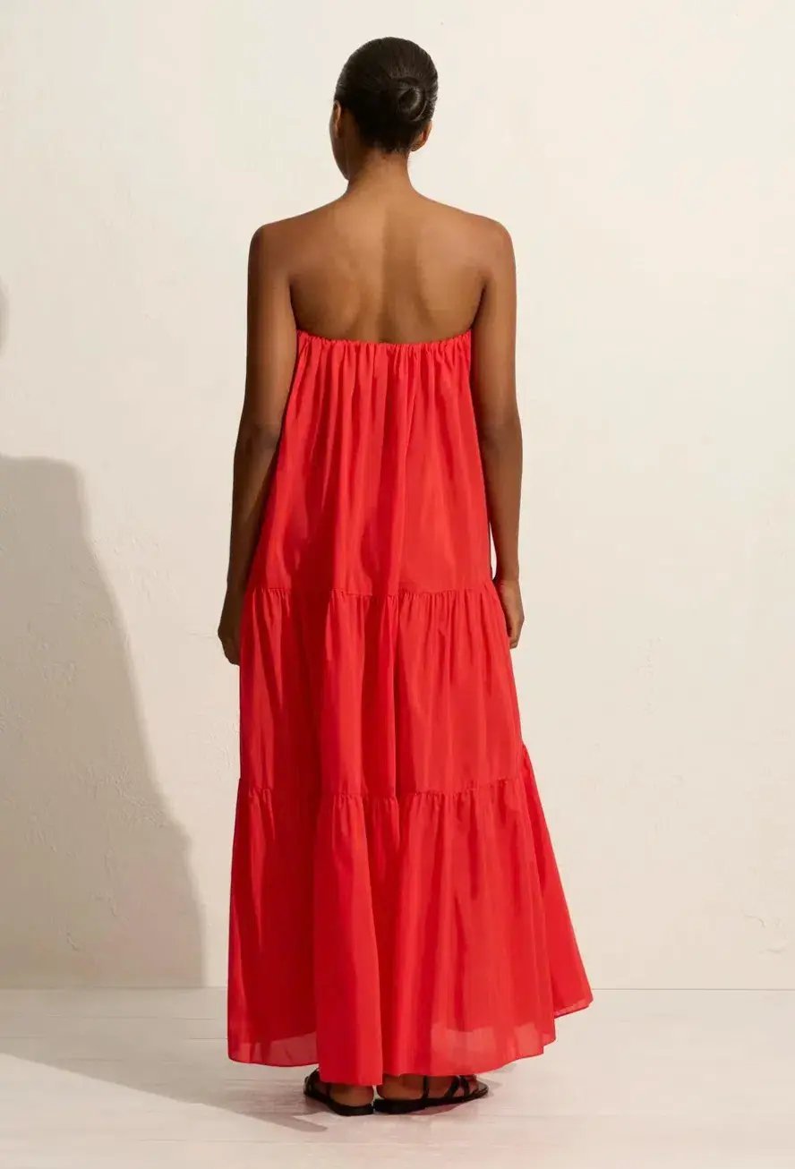 Matteau voluminous strapless tiered dress in Rosso red Size 3 / AU 10 photo 3