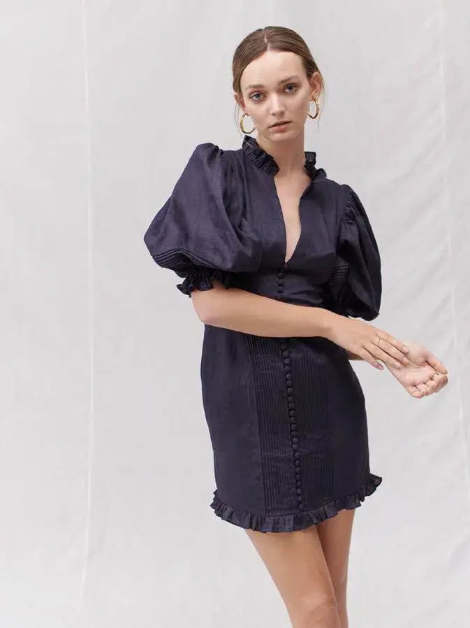 Joslin Studio Riley Cotton Lace Mini Dress In Navy Size 6 photo 2