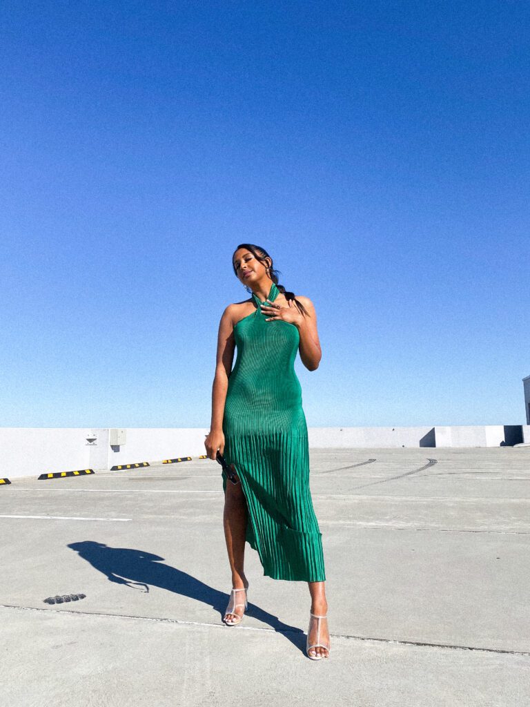 L'idée Soiree Pleated Halter Dress Emerald photo 2