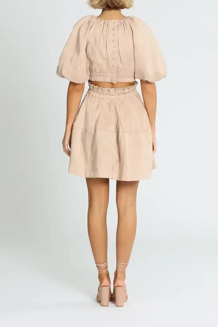 Aje Solitude Cutout Mini Dress in Beige Size 6 photo 3