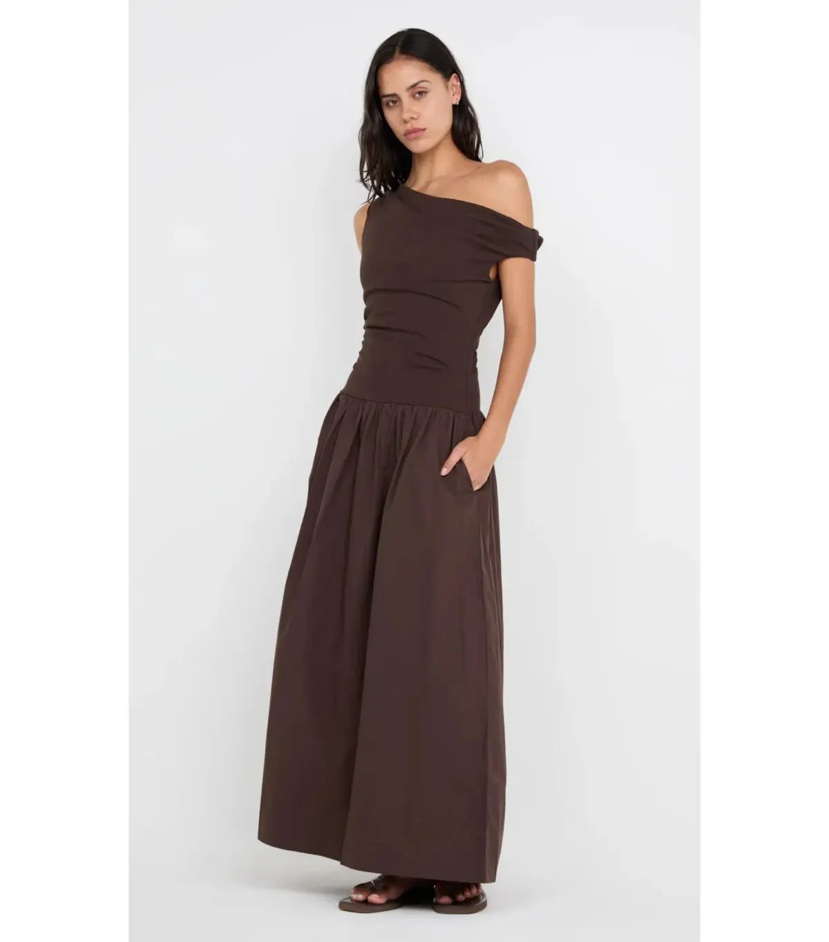 Bec & Bridge Freya Asym Maxi Dress in Dark Chocolate AU 10 photo 2