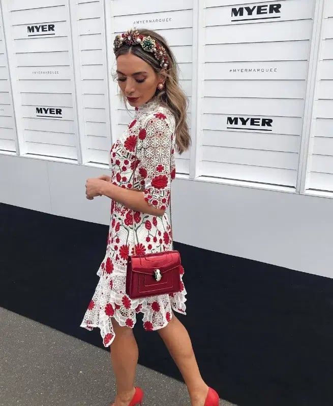 Thurley English Rose Dress Red Floral Size AU 6 photo 4