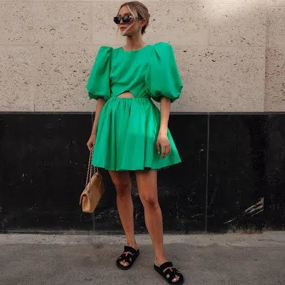 Aje Colette Abstract Cut Out Mini Dress Grass Green Size 8 photo 4