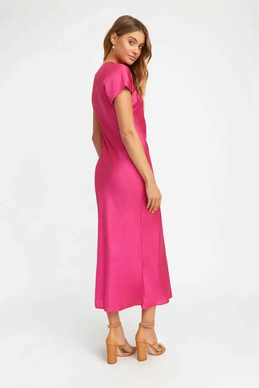 Kookai Como Midi Dress in Fuchsia Pink Size 4 photo 2