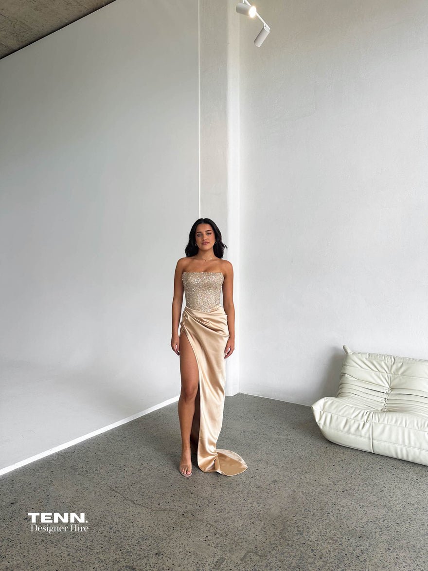Lia Stublla Diour Embellished Gown - Champagne photo 2