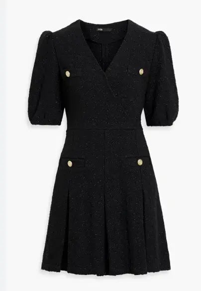 Maje Wrap Effected Metallic Tweed Mini Dress Size AU 8 photo 3