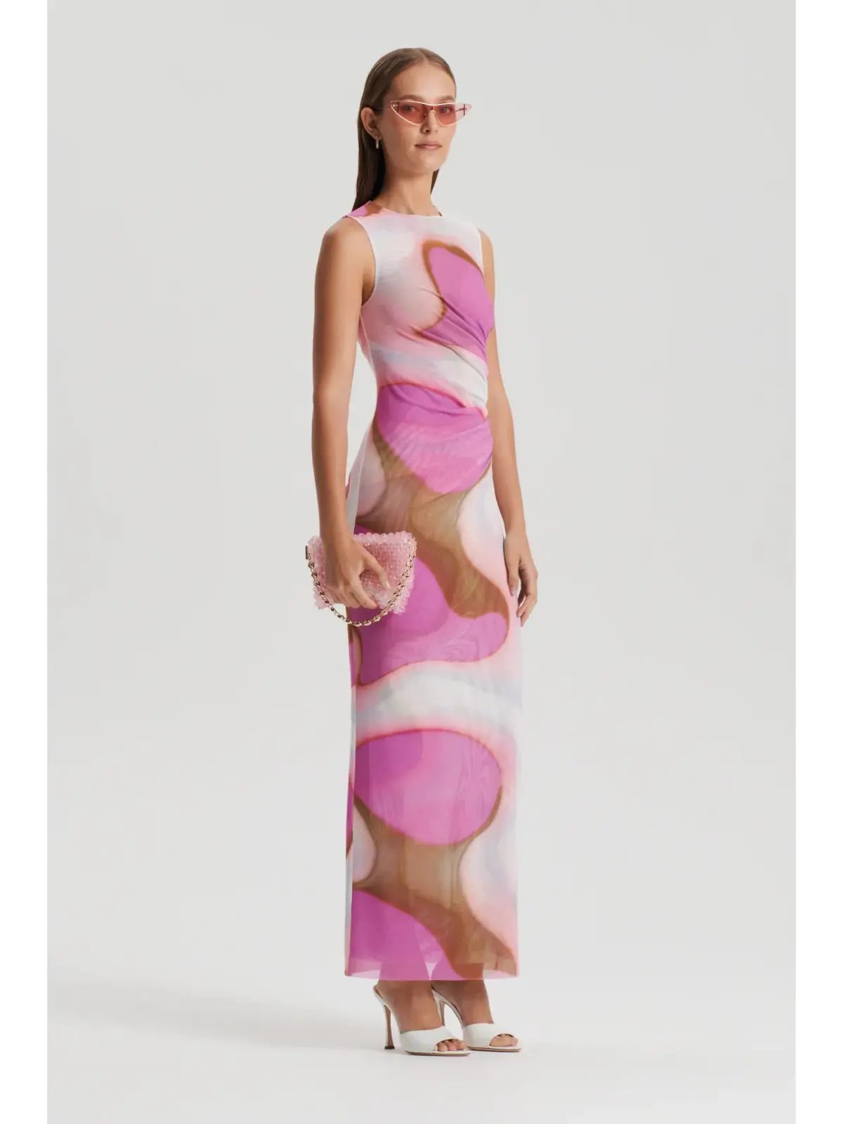 Scanlan Theodore Italian Watercolour Print Dress Pink/Tan Size AU 6 photo 2