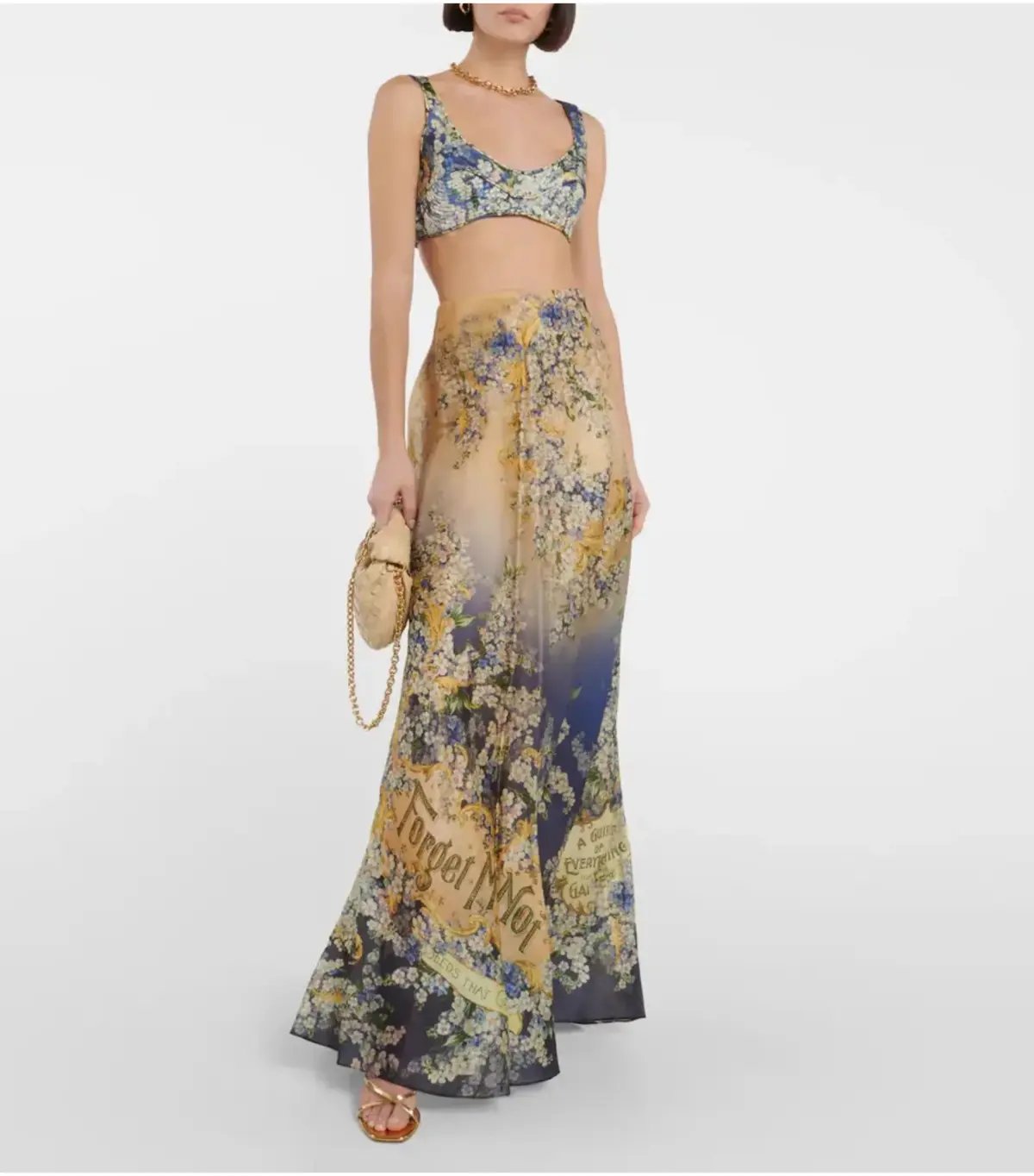 Zimmermann Tama Bralette Size 2 / AU 10 and Bias Flare Skirt Size 0 / AU 6 Set Forget Me Knots photo 2